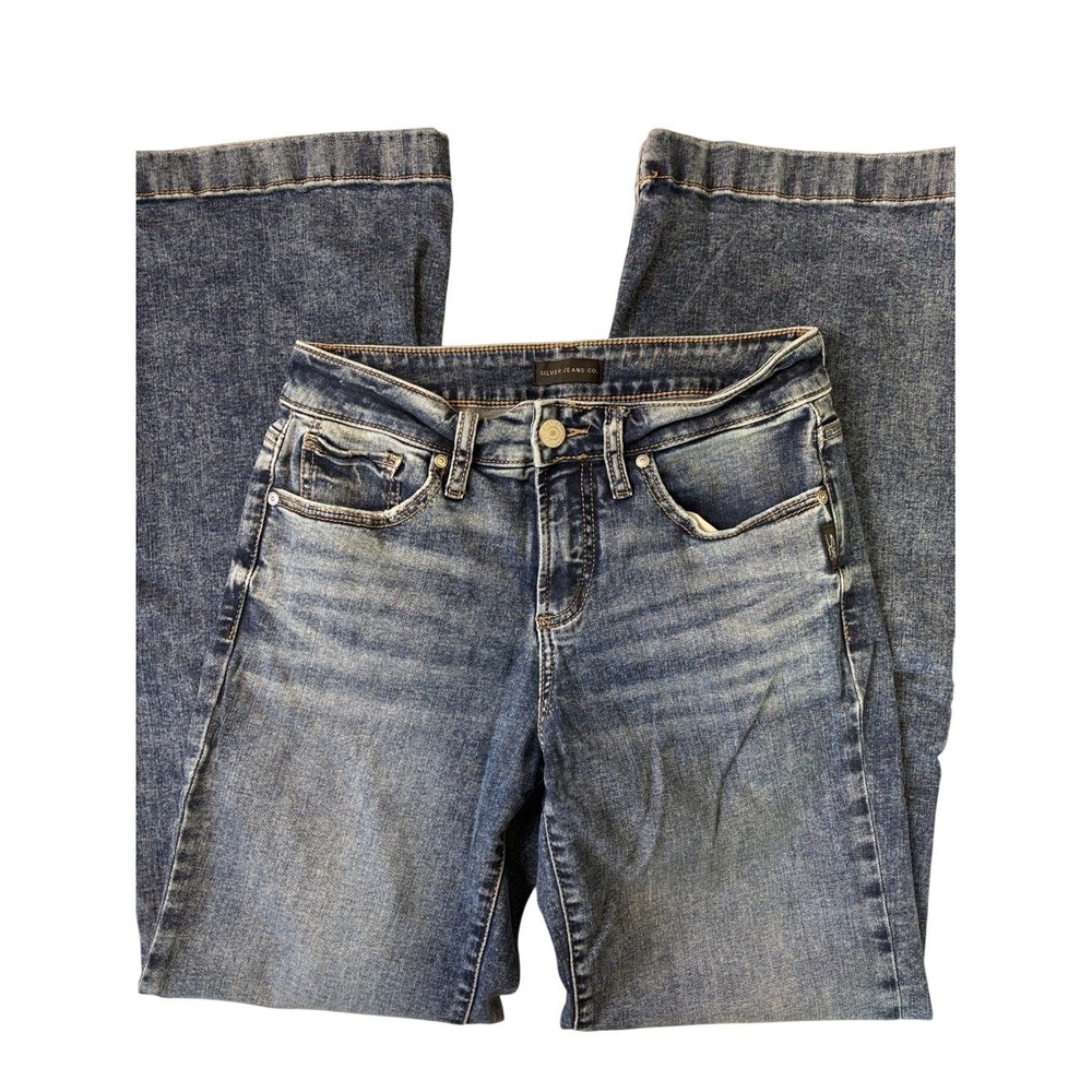 Silver Jeans Co Suki Trouser Blue W28 L33 Mid Rise Wide Leg Denim